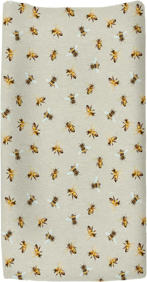 Summer 32''16'' Vintage Bees Changing Pad Covers for Baby Girl Boy Retro Neutral Bees Honey Fitted Changing Table Cover
