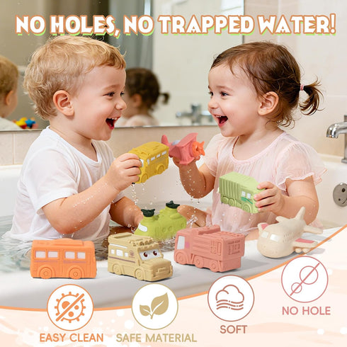 9 Pack 6-12 1-3, 1-3 Baby Bath Toys Cars Floating Bath Toys Mold Free, for Infants & Kids Ages No Hole Bathtub Toys