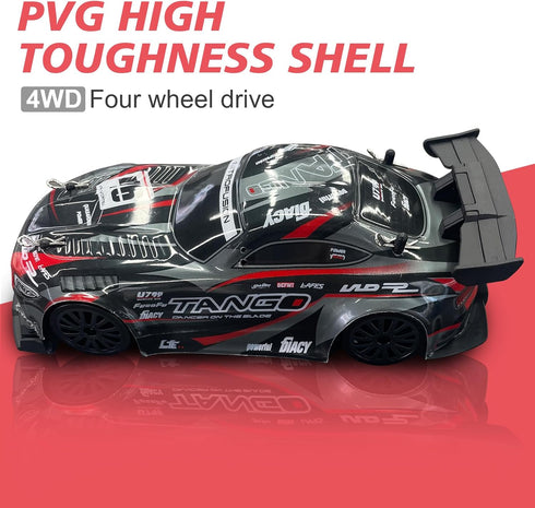 EOQIFJM Car,1:24 4WD Tires,2 RC Drift High Speed Electric Remote Control Car with LED Lights,Drifting Batteries,Dual