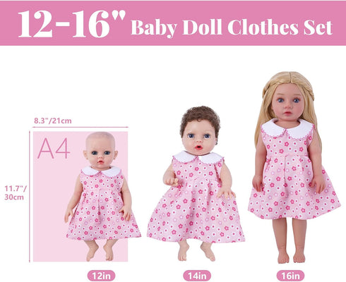 6 Sets 12-16 Inch Set BABESIDE of Baby Doll Clothes for Dolls, Babydolls Clothes and Accessories with Hat Socks