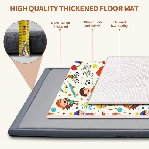 50 50in, 1.4in SUNYRISY Baby Play Mat for Floor x Thick Memory Foam Padded Play Mats for Baby, Soft Velvet Infants