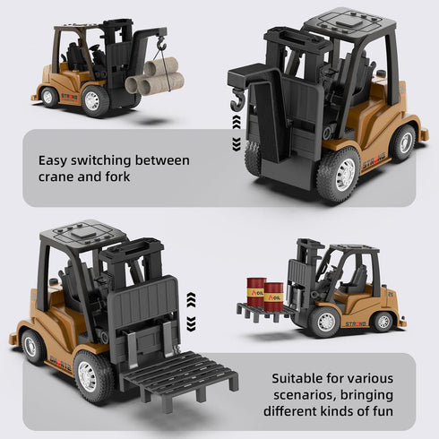 cxjoigxi 1/64 2 1 6+ Mini RC Forklift Toy, Forklift Truck Rechargeable, App & Remote Control, in Transformable Lift