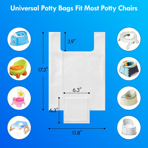 BakeToilet 80 Count 600ml 2-1 Potty Liners with Super Absorbent Pads, Disposable Potty Bags for Potty Training