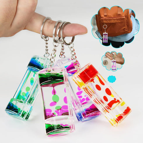 FKYTION Liquid Motion Bubbler Key Chain, Pack of 8 Colorful Hourglass Calming Relaxing Toys