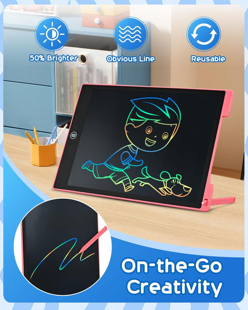 LCD Writing Tablet, 2 Pack Toddler Kids Doodle Board, Colorful 12 Inch Drawing Pad for Girls Boys Age 3-8