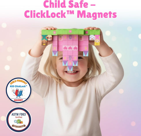 MonkeyTots Set 70PCS 3-5, 4-8, Magnetic Blocks Travel - Princess Castle Building Blocks, Travel Toys for Toddlers Ages