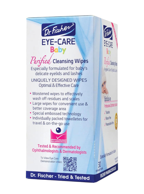 Dr. Fischer Premium Baby Eyelid Wipes, 60 Count, Hypoallergenic, Rinse Free, Pediatrician Recommended