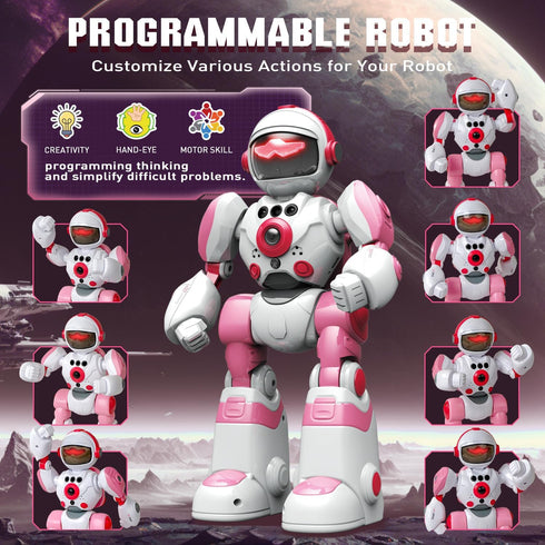 3-5, 3 4 5 6 Programmable 7 8 9 8-12 Robot Toys for Kids Robot for Girls Year Old Upgrade Record Voice Remote Control