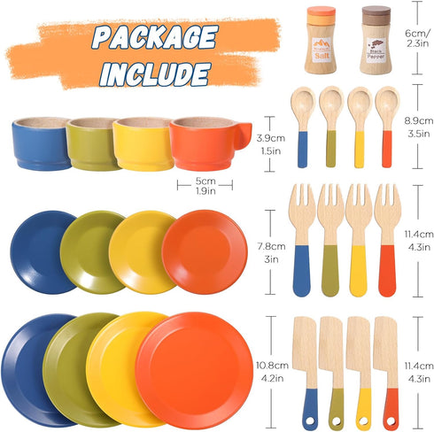Sets GAGAKU Wooden Play Food for Kids Kitchen, Montessori Wooden Play Food Toys with Plates and Dishes for Toddler Boys
