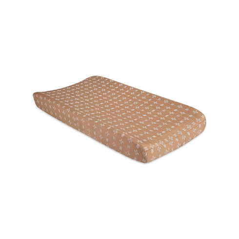 Crane Baby Stretchy Changing Pad Cover, Breathable Cover for Boys and Girls, Copper Dash, 16”w x 32”h