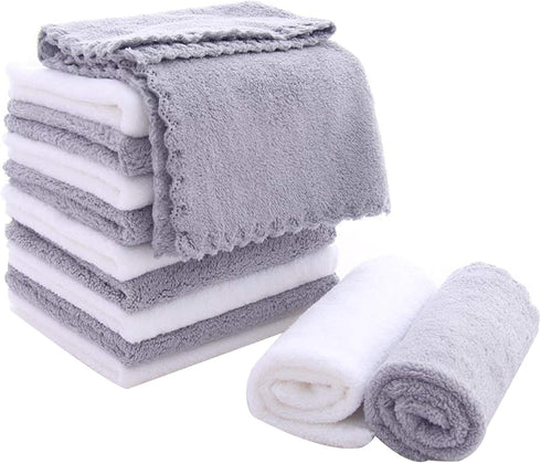 12 Pack 12x12 Inches Spotted Play Baby Washcloths - Extra Absorbent and Soft Wash Clothes for Newborns, Infants