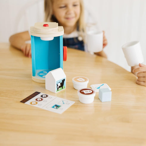 11-Piece Set Set Melissa & Doug Brew and Serve Wooden Coffee Maker - Play Kitchen Accessories Pretend Play Kitchen