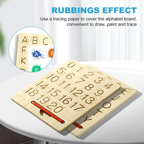 hzsshb 3-8 3 Learn to Write - Number & Letter Tracing Boards for Kids Ages Wooden Alphabet Learning Montessori Year Old