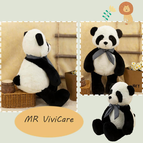 12" Black Panda Bear Stuffed Animal, Soft Plush Toy for Boys and Girls, Cuddly Gift for Newborns and Kids