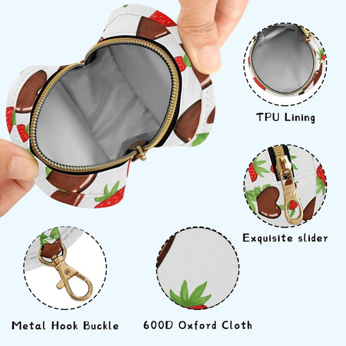 Valentines Chocolate Round Pacifier Storage Case with Zipper, Portable Pacifier Case for Travel, Diaper Bag & Purse