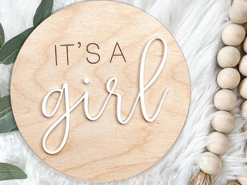 Spelable 3ps Its a Boy Its a Girl Wooden Sign & Hello World - Gender Reveal, Acrylic Boy or Girl Announcement, Birth