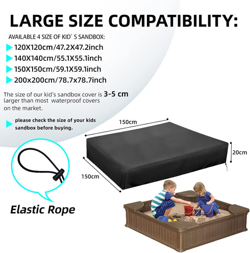 MRWiZMS Lid-60in, 420D 60"L 60"W 8"H) Sandbox Cover, Oxford Cloth Waterproof, UV Resistant and Dustproof, Suitable