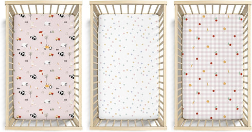 3 Pack 28x52 Little Grape Land Crib Sheets Baby Toddler Sheets Fitted for Boys Girls, Standard Size Crib Mattress