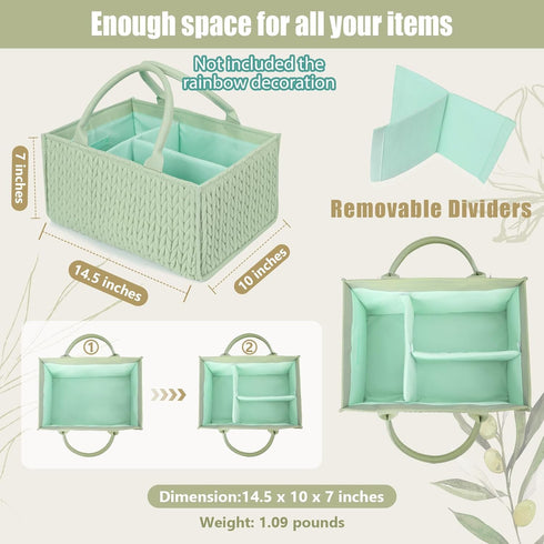 MOMINSIDE Baby Diaper Caddy Organizer,Nursery Storage Bin Basket for Changing Table Car, Portable Diaper Storage