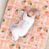 KuphiL10C Summer Girls-16x32 Peaches Leaves Checkered Pattern Baby Changing Pad Cover, Unisex Fruits Nursery Diaper