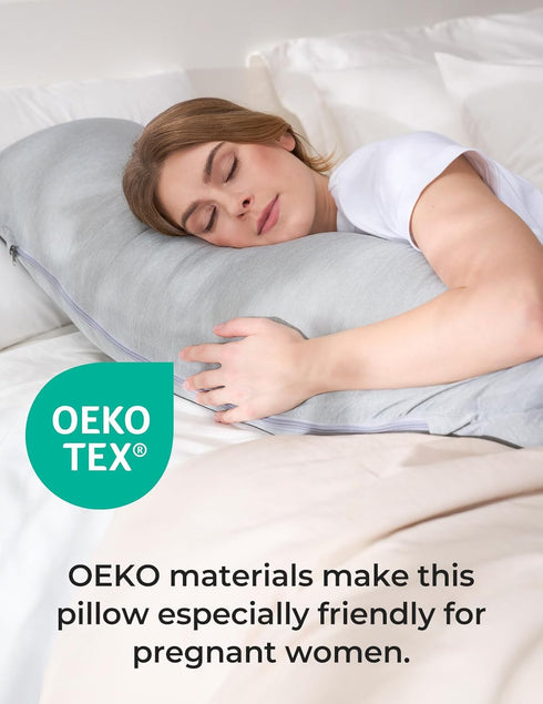Momcozy Cooling J-Shaped Pregnancy Pillow - Deep Grey, Side Sleeper Support
