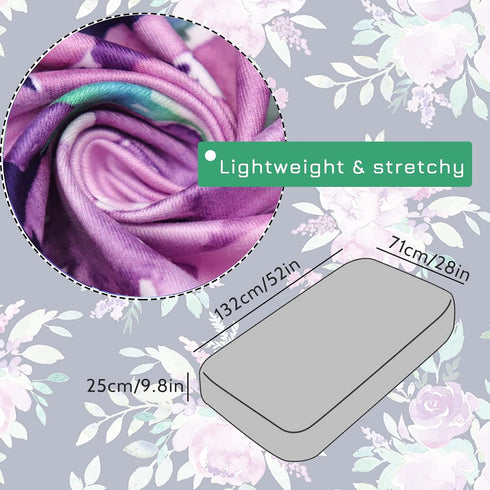 Girl Crib Sheet, Purple Flower Nursery Bed, Flower Sheets for Baby Toddler Mattress, Stretchy and Soft Premium Crib