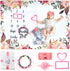 SPOKKI 6 PCS Baby Monthly Milestone Blanket, 60''x40'' Fleece, Newborn with Headband for Photography, Pink