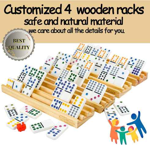 Set 12 4 Set 12 Bucher&Rossini Dominoes Double with Racks for Adults Kids, Mexican Train Domino Double Twelve, Mexican