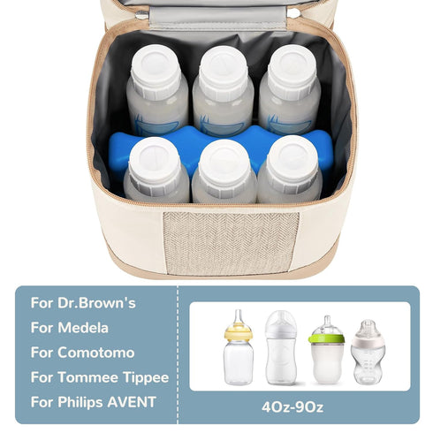 Pack, 6 9 Mancro Breastmilk Cooler Bag with Ice Double Layer Insulated Baby Bottles Bag Fits Bottles Up to Ounces