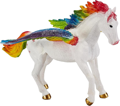 MOJO Rainbow Pegasus Realistic Fantasy Toy - Hand Painted Figurine 7.3 x 5.1 x 4.7