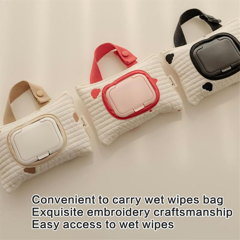 CAZSTYK Bear Designings Hanging Wet Wipe Bag Embroidered Bear Wet Wipe Bag Easy Access Baby Essential For Outdoors