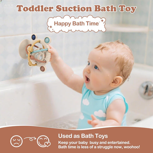 0-6 6-12 TYRY.HU Silicone Baby Teething Toys for Babies Months, Multi Purpose High Chair Toys with Suction Cup, Baby