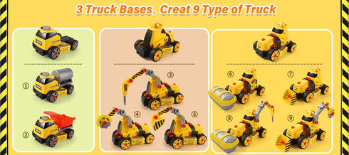 FLY2SKY 3 4 5 6 7 8 9 3 Set 6-8 Take Apart Toys for Year Old Boys in Construction Toy with Electric Drill Take Apart