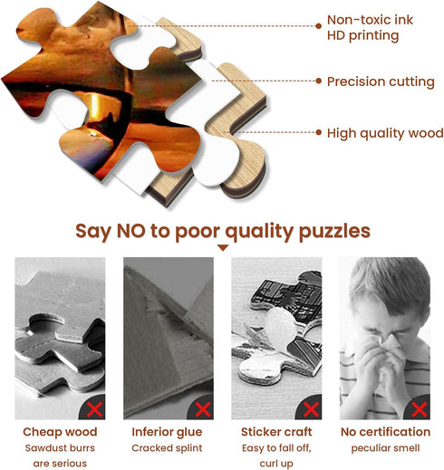 najiaxiaowu Adult Puzzles 1000 Pieces - DIY Sunset Sea Wine Glass Wooden Puzzles Children and Elderly Puzzles Modern