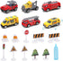 CUTE STONE Toy Airplane with Smoke, Sound and Light, Friction Powered Airplane with Mini Cars, Great Gift