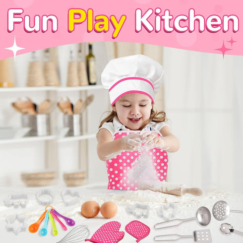 MEIDAYAI Set Set 3-8 Kids Cooking Baking , Kids Kitchen Pretend Play Toys, Children Chef Role Play Costume - Chef Hat