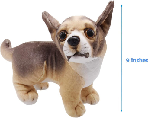 Lifelike Chihuahua Stuffed Animal, Animated Plush Puppy Toy, Super Realistic Dogs, Excellent Gifts for Kids Birthday