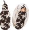 Valvphora Brown Cow Print Swaddle Blanket with Hat Receiving Blanket, Western Highland Cow