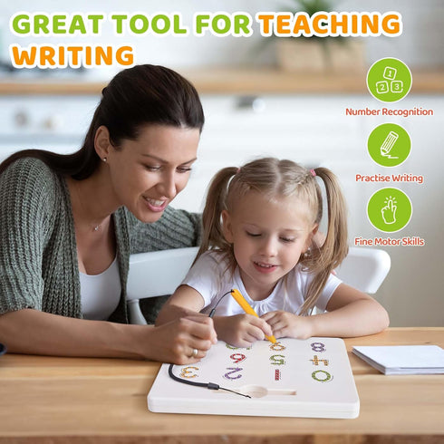 Gamenote Magnetic Number Tracing Board - 2 in 1 Double Sided Writing Board for Toddlers & Kids Learning