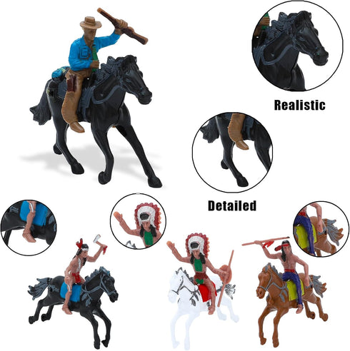 16 ONEST Pieces Native American Figurines Indian Figurines Indians Historical Plastic Action Figures for Projects