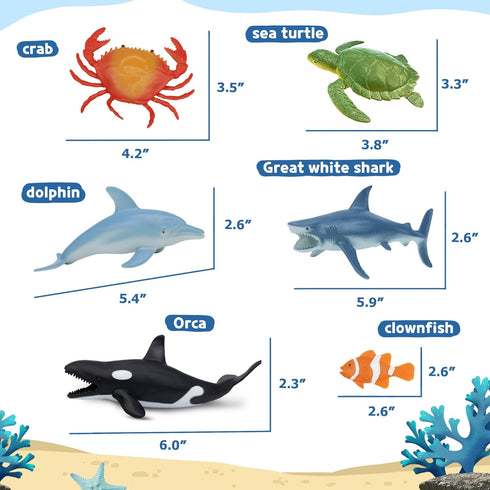 Set 12 Ocean Sea Life Toy Figures for Kids, PCS Realistic Marine Animals with Shark, Dolphin, Sea Turtle, Penguin
