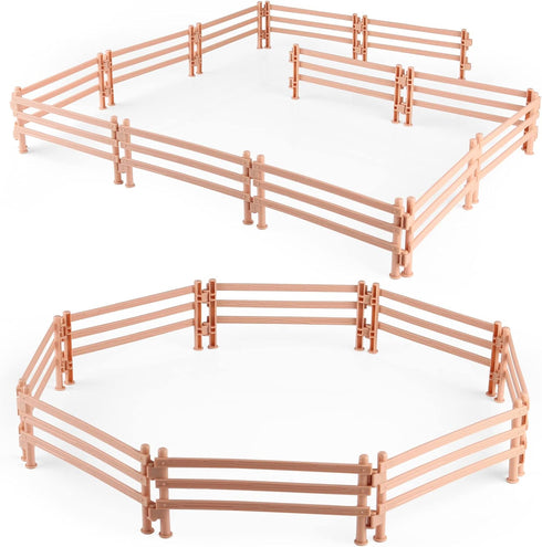 40PCS Plastic Horse Fence Toys - Farm Barn Corral Fencing Accessories Playset for Horse Figures and Toddlers