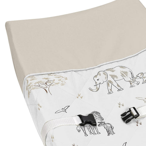 Sweet Jojo Designs Jungle Safari Animals Boy Girl Baby Nursery Changing Pad Cover Beige Brown Taupe Black and White