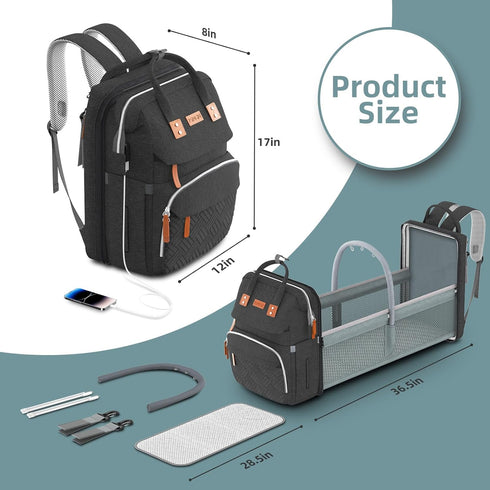 Backpack ISMGN Diaper Bag with Changing Station, Large Diaper Bag, Baby Bag, Multifunctional Diaper Bag, Black
