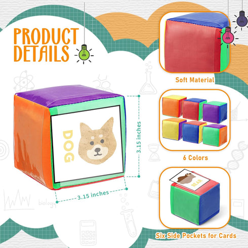 Yilloog 8 Pcs DIY Photo Pocket Dice, Large Clear Foam Dice for Classroom Education Playing Game Cubes
