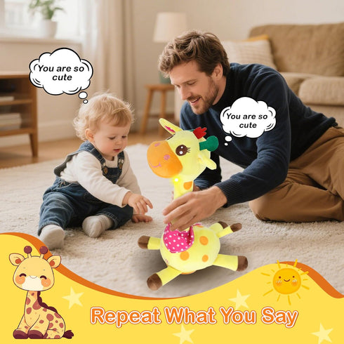 3-18 1-3 Tummy Hunfur Talking Dancing Giraffe Baby Toys for Months, Singing Recording Repeats What You Say with Glowing