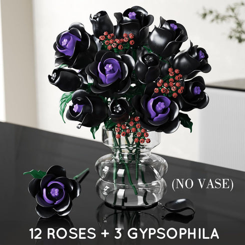 Set 15 330PCS HOGOKIDS Flowers Bouquet Building - Black Roses Botanical Collection Building Blocks Artificial Flower