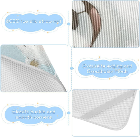 EtherSpher 28" 52" Cute Polar Bear Retro Bathtub Cooling Baby Mattress pad Waterproof x Ultra Soft Pads Washable
