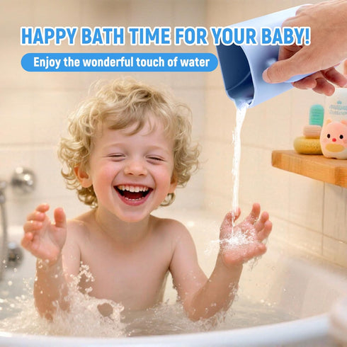 JOY ANAN 100% Baby Bath Rinse Cup with Suctions, Food Grade Silicone, Rinser to Wash Hair and Body with Easy Grip