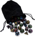 5 Sets New Black Polyhedral Dice with Satin-Lined Velvet Bag for Dungeons and Dragons DND RPG MTG